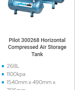 268L Horizontal Air Receiver AS12:10 1100KPA