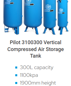 300L Vertical Air Receiver AS12:10 1100KPA